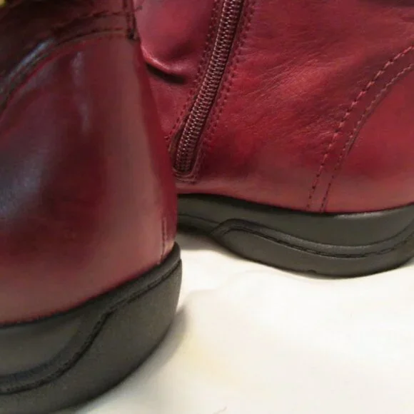 Clarks Dark Red Leather Ankle Boots - Picture 10 of 16